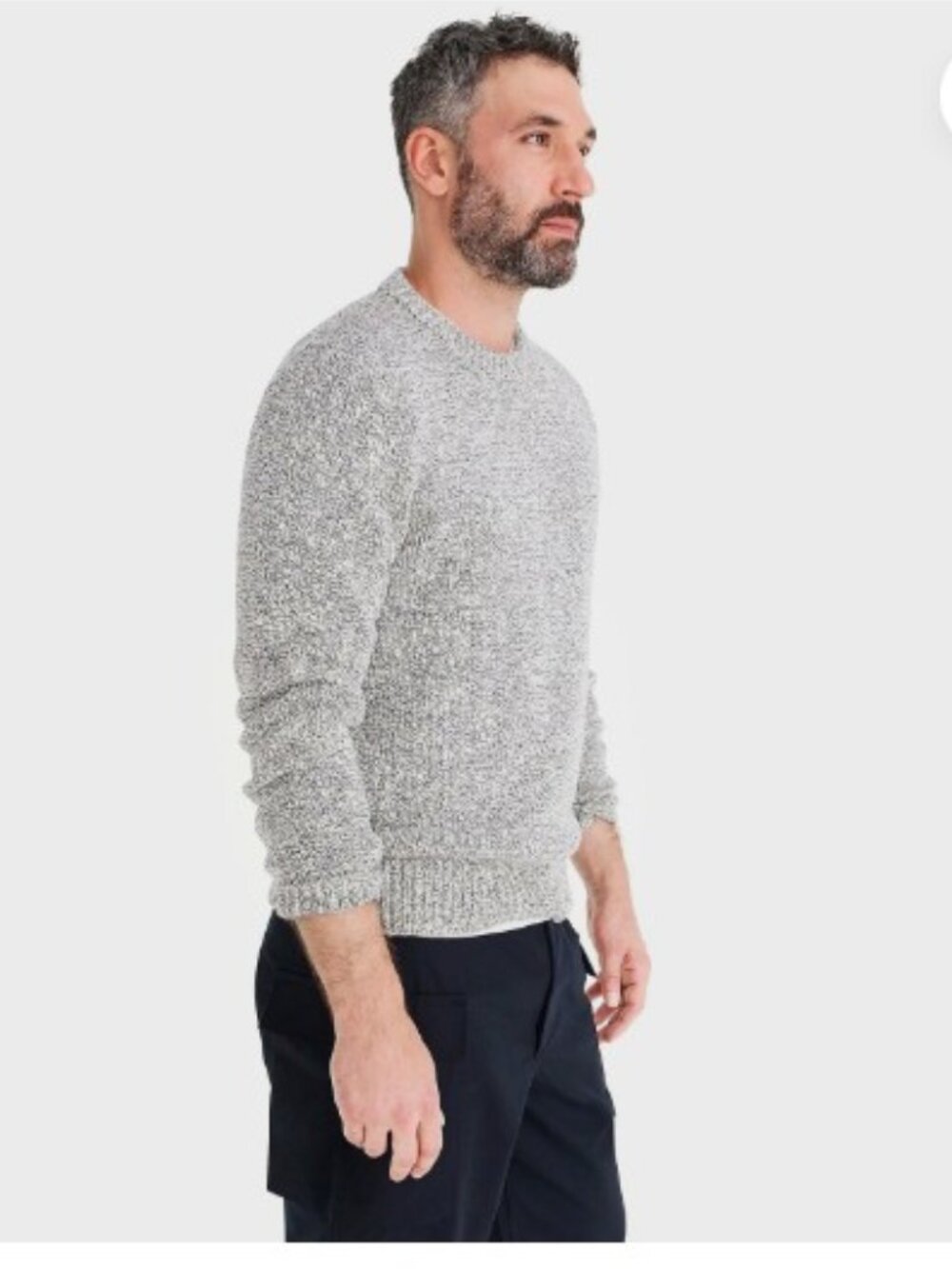 J. Crew Marled Cotton Raglan-sleeve Crewneck Sweater Gray L